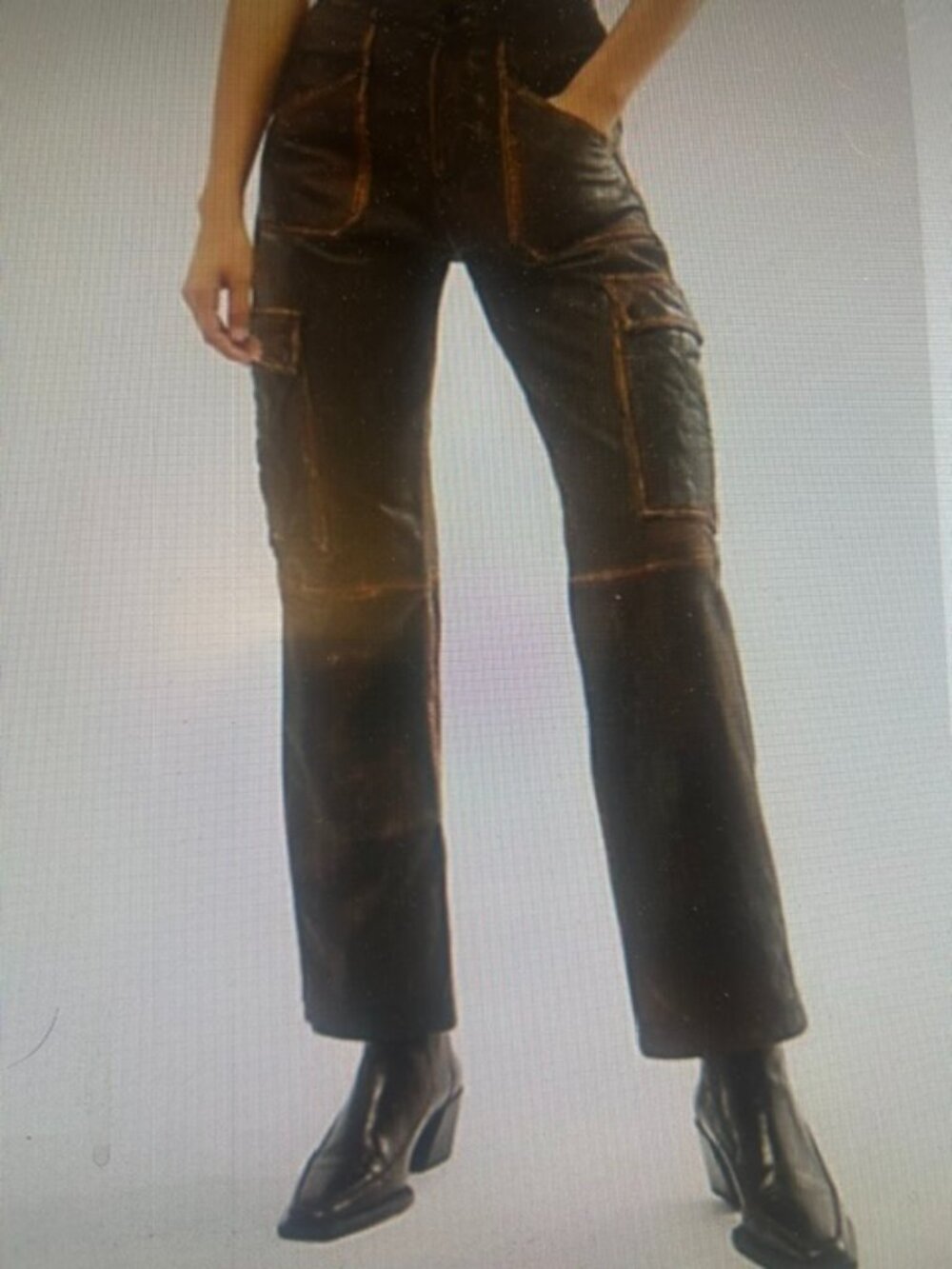 Free People Colin Locascio Tannie Trouser Chocolate Leather Lined Cargo PantsNWT
